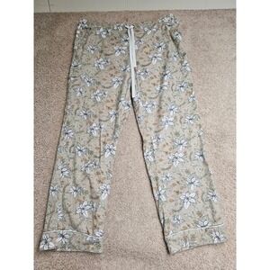 Duluth Trading Co Womens Poinsettia Free SwinginPajama Pants Tan Floral L